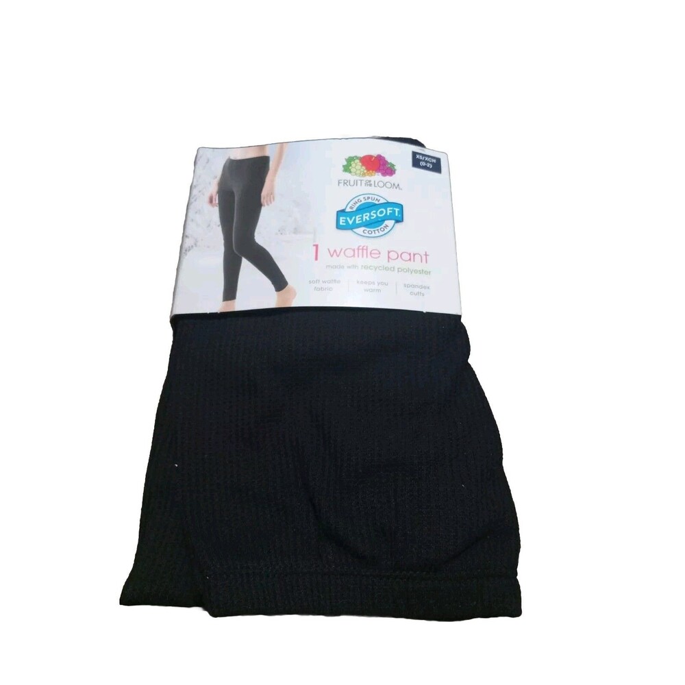 Fruit Of The Loom Women Thermal Waffle Pant Black XS/XCH 0-2